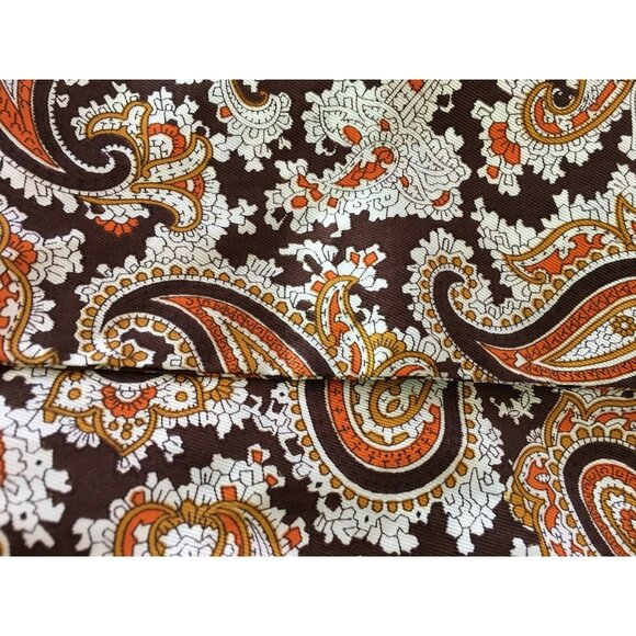 Vintage Brown Paisley Print Silk Scarf/Necktie Wrap 40.5" Long Rectangle Shape F - Picture 2 of 3